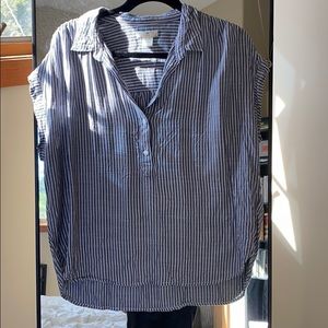 chambray striped short sleeve top
